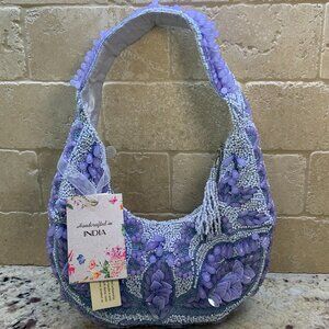 Handcrafted Lavender Beaded Hobo Bag